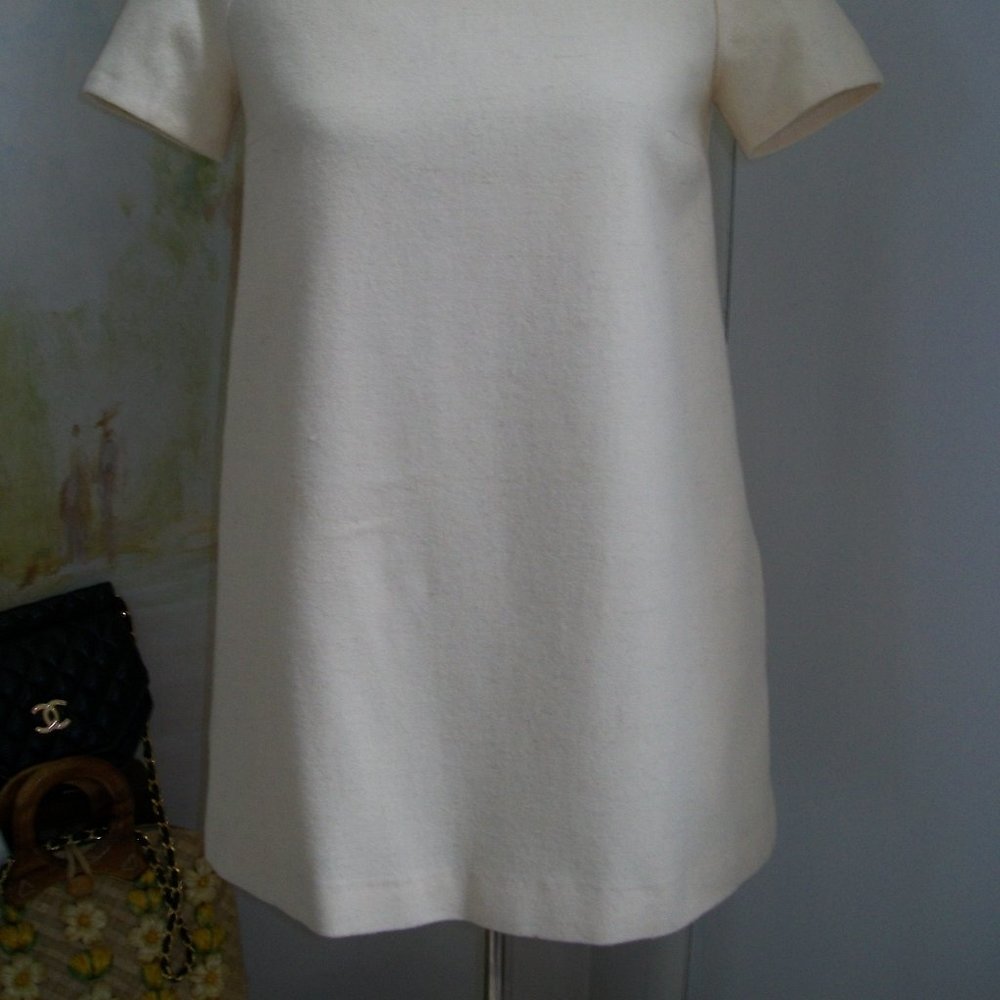 Rare Ioana Ciolacu Women's Ivory Wool Micro Mini Dress Short Sleeves Pockets XS - Picture 10 of 11